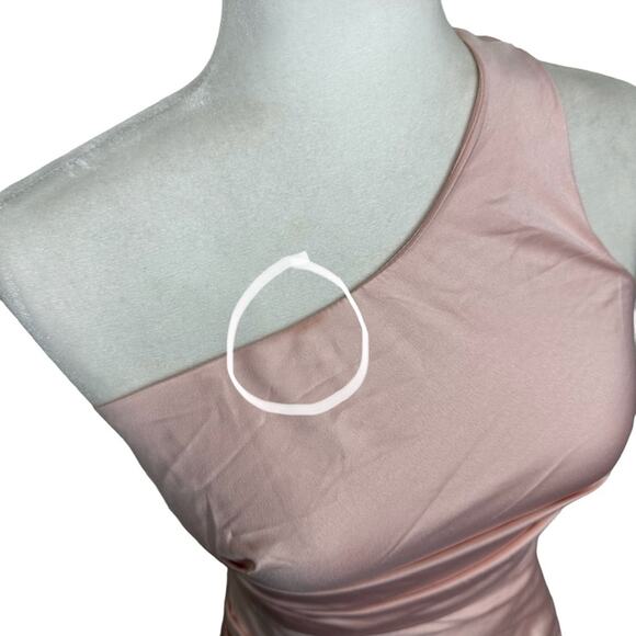 Lulus PROM Dreaming of Elegance Blush Pink Satin One-Shoulder Maxi Dress XS - Picture 10 of 11